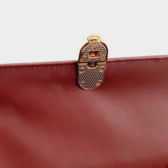 HCC X Melodie Cecile Deep Maroon Red Top Handle Shoulder Bag  Leather w/Dust Bag - Picture 6 of 16